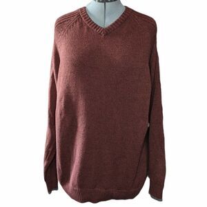 Columbia Brick Red Knit Heavyweight V-Neck Sweater, 2XL XXL